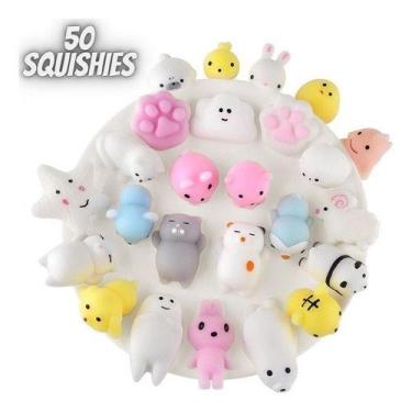 Imagem de Kit 50 Squishy Mochi Bichinho Macio De Apertar Squishies
