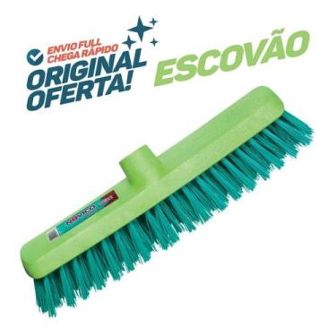 Imagem de Vassoura Escovão Limpeza Pesada Nylon Cerdas Duras Sem Cabo Piso Rústi