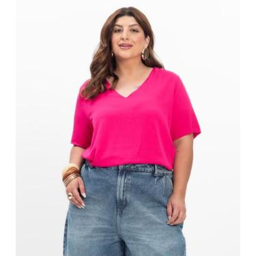 Imagem de Blusa Manga Curta Feminina Plus Size Secret Glam Rosa, Plus G4, Rosa