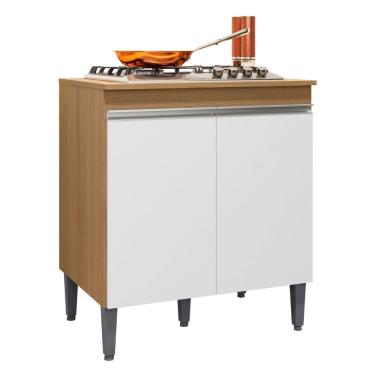 Imagem de Balcão Para Cooktop Andréia 2 Portas Amendoa Branco Ajl