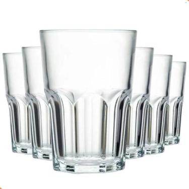 Imagem de Jogo De Copos Em Vidro Kit 6 Peças Cozinha Água Suco Drink - Rio Glass