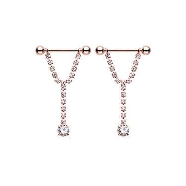 Imagem de Pierced Coruja Clear CZ Crystal lustre pendente barra bico anéis, vendido como um par