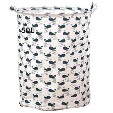 Imagem de Cesto de Roupa Suja Organizador Brinquedo 50 Litros Dobrável Multiuso Poliester Com Alças Para Banheiro, Quarto, Lavanderia, Cozinha - Ótimo Para Guardar Livros, Roupas, Brinquedos, Toalhas