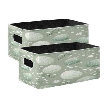 Imagem de xigua Conjunto de 2 caixas de armazenamento de ovos verdes, cubo de armazenamento dobrável, organizador de cestas de armazenamento para decoração de casa, prateleiras de livros, armário, lavanderia
