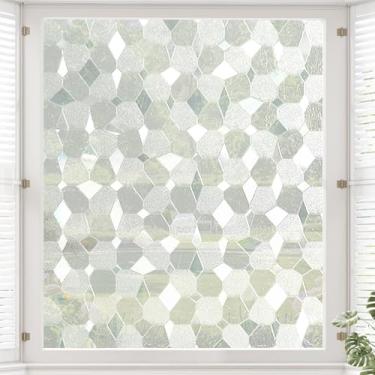 Imagem de Yeysynana Película de privacidade para janela, adesivo decorativo de janela de vidro estático fosco, adesivos não adesivos com bloqueio de calor solar para janelas de porta de vidro de escritório em