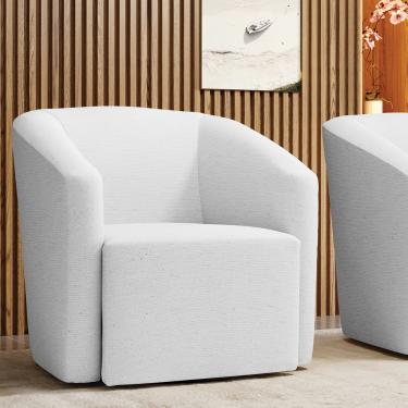 Imagem de Poltrona Decorativa Base Giratória Stella Max Linho Cinza D03 - D'Rossi