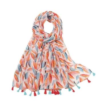 Imagem de Cachecol Floral De Viscose Para Mulheres 180x90cm, Pashmina Fina Para 
