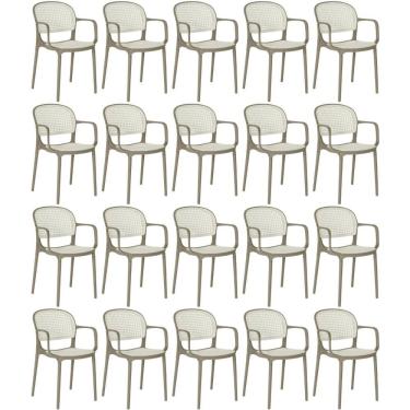 Imagem de Kit 20 Cadeiras De Jantar Roma Prática Com Braços Para Sala E Cozinha - Branco-cinza Escuro