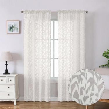 Imagem de Cortinas Lecloud Leia Texture Semi Sheer Ivory 214x213cm 2 painéis