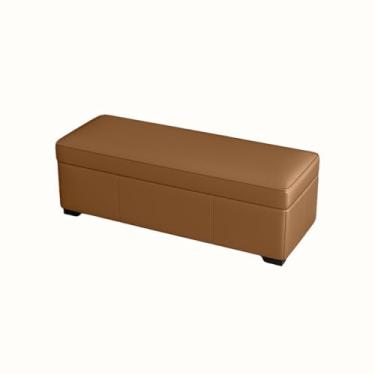 Imagem de Baú De Armazenamento Banco De Armazenamento Sapatos De Entrada Para Sala De Estar Quarto Material De Couro Pés De Banquinho Resistentes(Light brown,120x40x40cm)