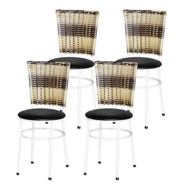 Imagem de 4 Cadeiras Para Mesa Branca Hawai Cappuccino Premium Cor:preto