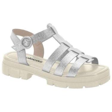 Imagem de Sandália Feminina Tratorada Prata Branco Off Moleca 5475.102-Feminino