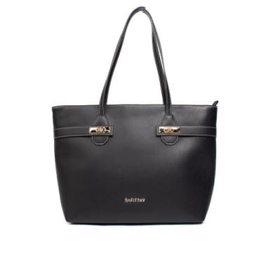 Imagem de Bolsa Feminina Rafitthy Tote Grande Estrutura Quadrada Preto, Preto, Ú