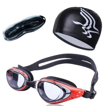 Imagem de Kit Óculos Touca e Estojo para Natação Adulto Proteção UV - Hero Band,