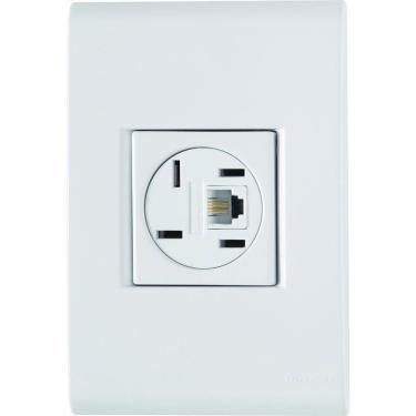 Imagem de Conjunto Liz Branco 4x2 com 1 Tomada Para Telefone 4p+rj11 57170018 Tramontina Cj.tomada P-telef