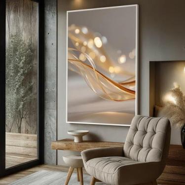 Imagem de Quadro Decorativo com Moldura Caixa Luxo Dourado Ouro para parede Sala