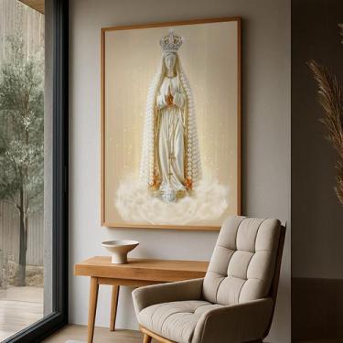 Imagem de Quadro com Moldura e Acrilico Cristal Vidro Nossa Senhora Estatua para