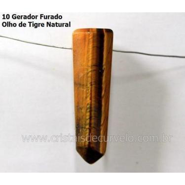 Imagem de 10 Mini Pontinha de Cristal Olho de Tigre Furado para Pingente de Cola