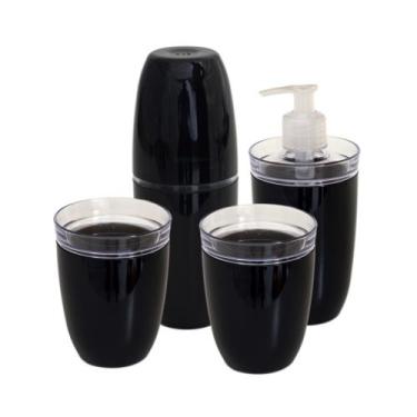 Imagem de Conjunto potes de banheiro, organizadores com 4 peças, porta escovas c