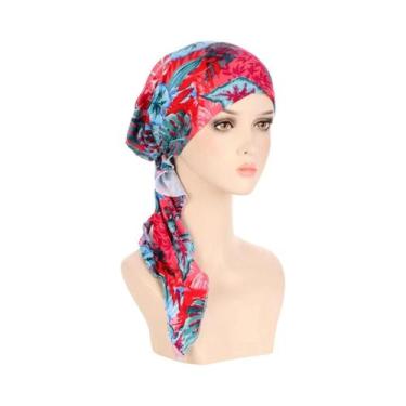 Imagem de Hijab Turbante com Estampa Floral - Elástico, Respirável e Confortável