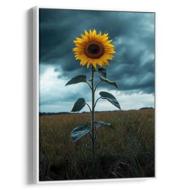 Imagem de Quadro decorativo Girassol Solitário Sob Céu de Tempestade - Art Canva