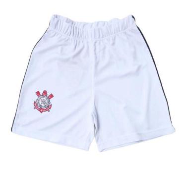 Imagem de Shorts Infantil Corinthians Branco Oficial, Tam 2