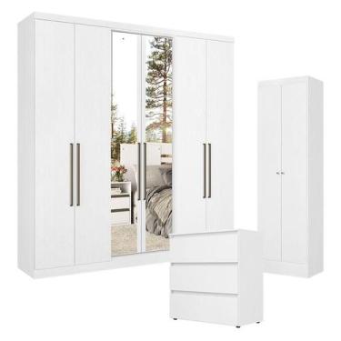 Imagem de Guarda Roupa Casal Presence Full Glass 6 Portas com Cômoda Gaveteiro C