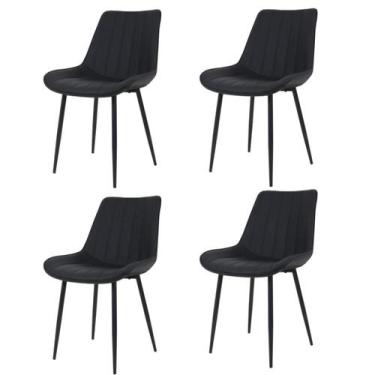 Imagem de Kit 4 Cadeiras de Cozinha Sala Jantar Taina Chicago Preto Assento Esto