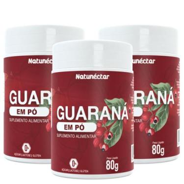 Imagem de Kit 3 Potes Guaraná em Pó Suplemento Energia Foco Natural Sabor 100 Pu