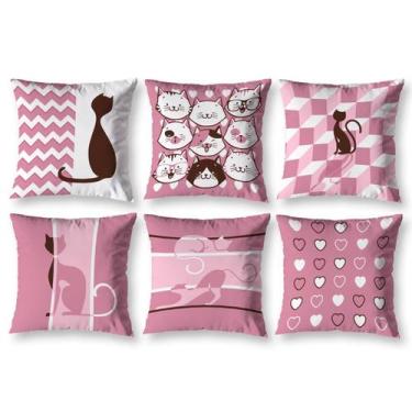 Imagem de Kit 6 Capa de Almofada 40cm x 40cm Decorativas Estampadas Digital Colo