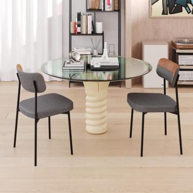 Imagem de Cadeira Mynna Fixa C/4 Pes 525 X 470 X 790 Mm C/4 Un. Crt.cinza/courino Caramelo Crt.cinza/courino Caramelo