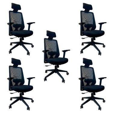 Imagem de Kit 5 Cadeiras De Escritório Oficial Comfort Max Nr17