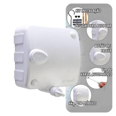 Imagem de Varal Retrátil Modular Automático 1 Peça - 6 Metros - Maxeb