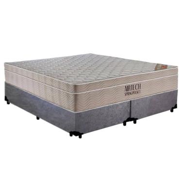 Imagem de Cama  Box Casal  Suede Bipartido  + Colchão Ortobom Airtech Molas Ensacadas 65x138x188...