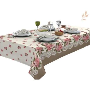 Imagem de Toalha De Mesa 6 Lugares Retangular Rústica Luxo 1,40x2,10m - Congratu