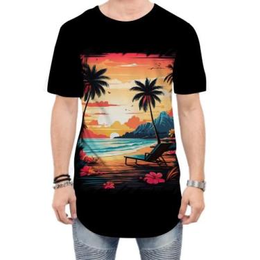 Imagem de Camiseta Longline Praia Paradisíaca Vintage 11 - Kasubeck Store®, GG