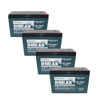Imagem de Kit 4 Baterias Selada Gel Ciclo Profundo Duran 10ah 12v 6-dzm-10