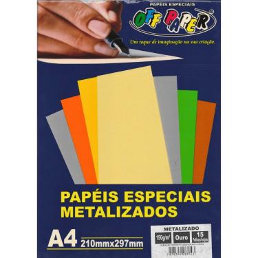 Imagem de Papel Metalizado A4 Off Paper 150 g-m2 150 Gramas C 15 Folhas Formato 210x297mm Bloco D...