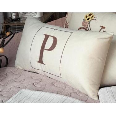 Imagem de Kit 2 Almofadas Personalizadas com Inicial  Bordado em Linho Luxo  Dec