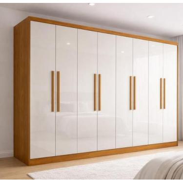 Imagem de Guarda Roupa Casal 100% MDF 8 Portas 4 Gavetas Jatobá Plus Cinamomo/Of