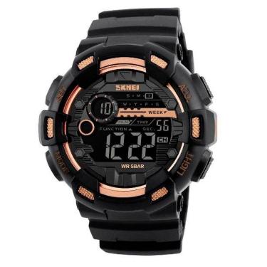 Imagem de Relógio Masculino Skmei Digital 1243 Preto e Dourado