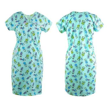 Imagem de Camisola 100% algodão modelo bata confortável moda senhora pijama vest