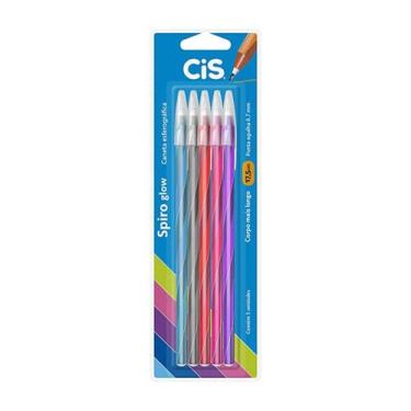 Imagem de Caneta Esferográfica Cis Spiro Glow 0.7mm Blister c/5 Cores