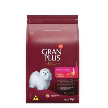 Imagem de Ração Gran Plus Menu para Cão Adulto Mini Sabor Carne e Arroz - GranPl