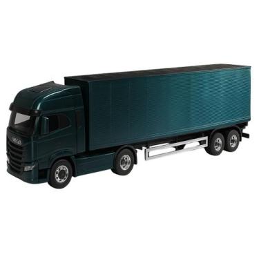 Imagem de Caminhão 42cm Grande Carreta Iveco S-Way Toco Portas Do Baú Abrem Brin