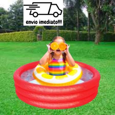 Imagem de Piscina Inflável Infantil Para Criança 140 Litros 3 Anéis Banheira Inf