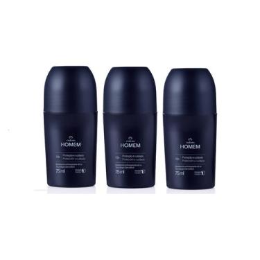 Imagem de Desodorante Antitranspirante Roll-On Natura Homem Clássico kit 3