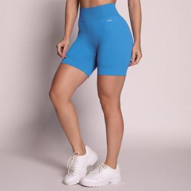 Imagem de Shorts De Academia Sem Costura Compressão Fitness Selene, Azul, P