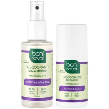 Imagem de Kit Desodorante Boni Natural Spray + Roll-on Lavanda Coco Sem Aluminio