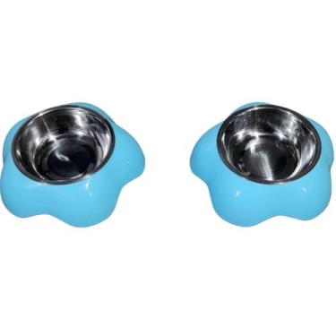 Imagem de Kit 2 Comedouro Bebedouro Tigela Cachorro Gato Ração Cães - Gv Enxovai